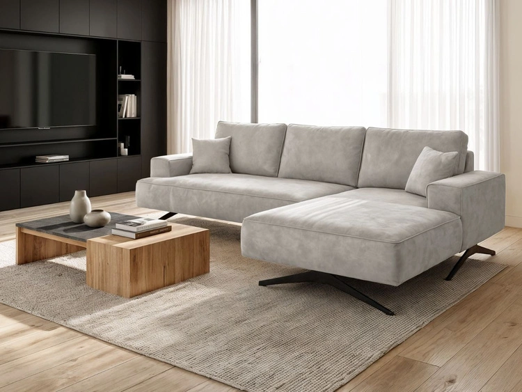 Narożnik L Prawy na metalowych nóżkach Leto szary