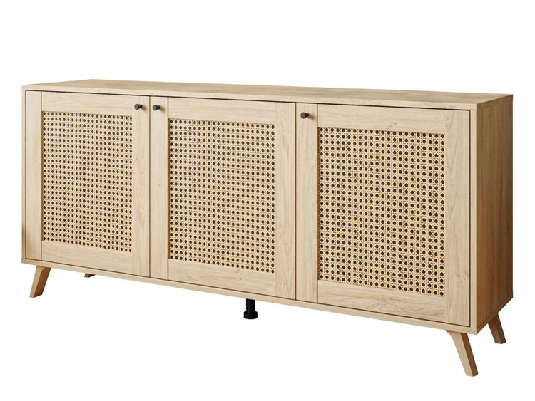 Komoda trzydrzwiowa boho z nadrukiem plecionki Bellance dąb puccini