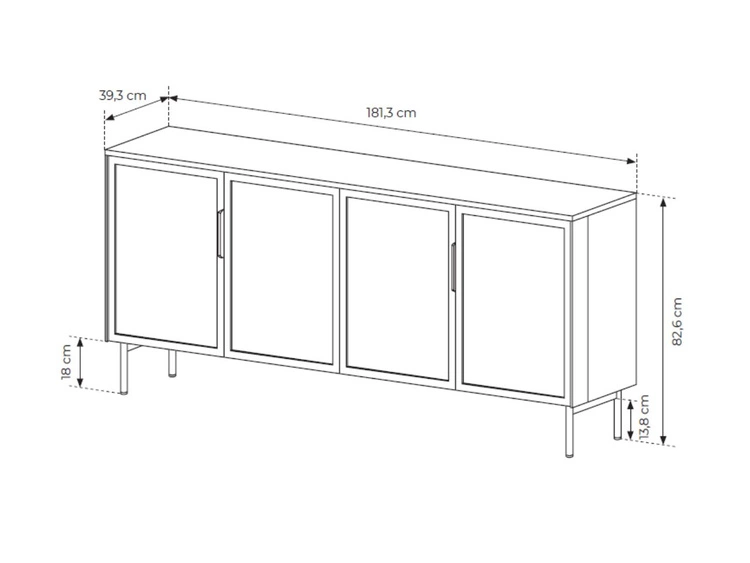 Komoda czterodrzwiowa Lumina Kaszmirowa
