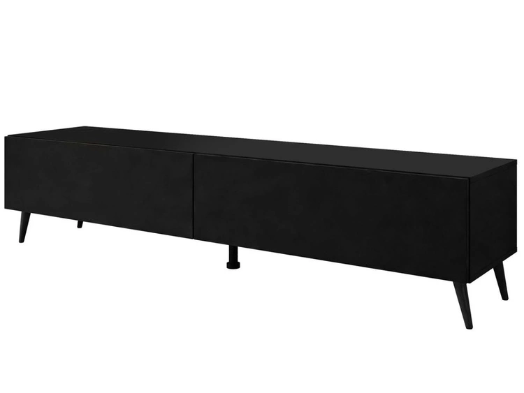 Szafka RTV dwudrzwiowa na czarnych nóżkach 175 cm z oświetleniem LED Sorelle Czarny mat