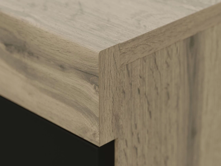 Zestaw mebli do salonu - szafka RTV i komoda na czarnych nóżkach Asumi Czarny i dąb wotan