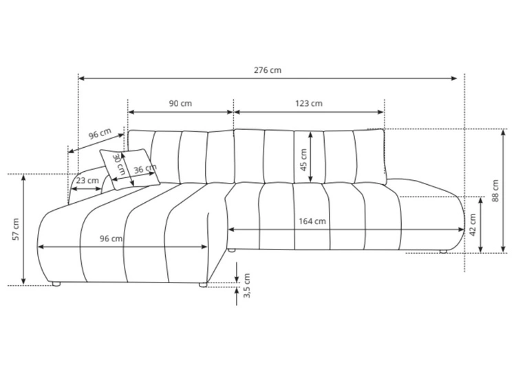 Narożnik z pojemnikiem i funkcją spania Prawy Adoro Kremowy
