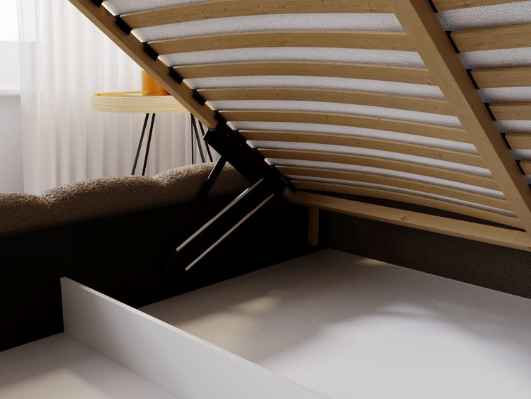 Łóżko tapicerowane z pojemnikiem i stelażem 120x200 Cloud brązowe