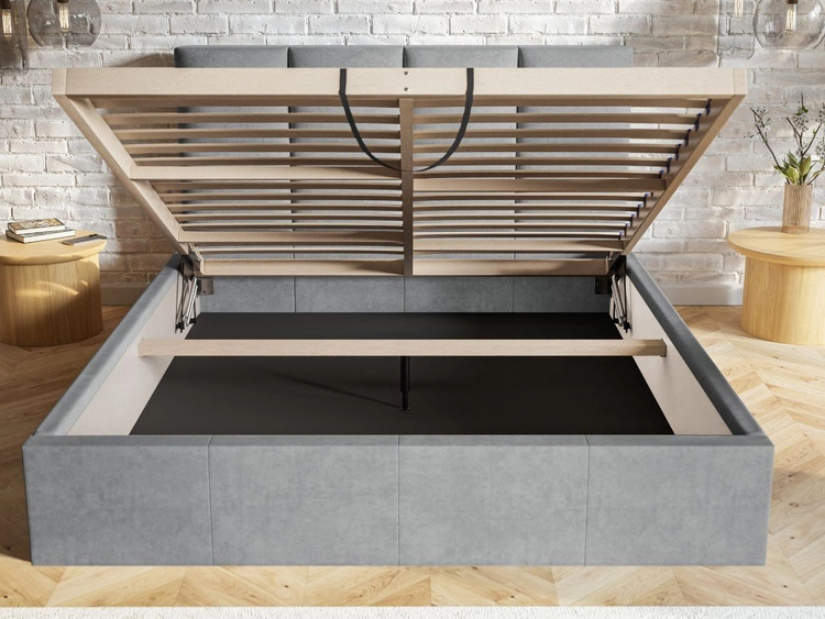 Łóżko tapicerowane z pojemnikiem i stelażem 180x200 Malo Beżowe