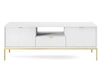 Szafka pod telewizor z szufladami i drzwiczkami Amber biała na złotych nogach