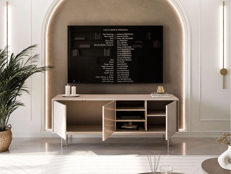 Szafka RTV glamour pod telewizor z drzwiczkami na kaszmirowych nogach Vivance Kaszmir połysk