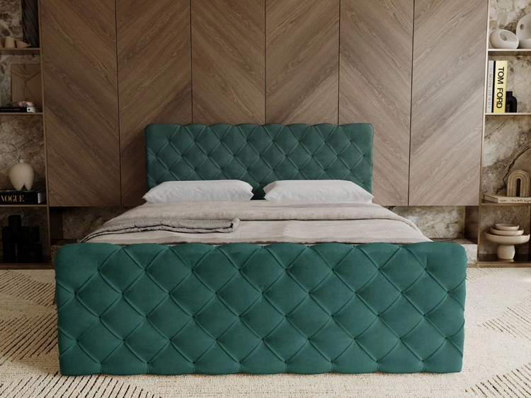 Łóżko kontynentalne z pojemnikiem na pościel 120x200 Lunaris Zielone