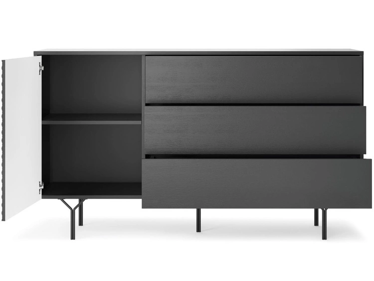 Komoda z jednym skrzydłem drzwiowym i szufladami Ravi Czarna