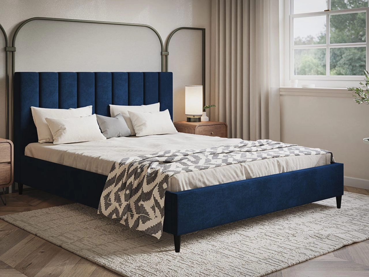 Łóżko tapicerowane 120x200 Snazi Ciemny niebieski