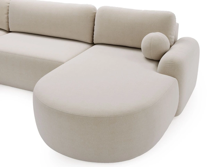 Narożnik U z funkcją spania i pojemnikiem Aurio Kremowy