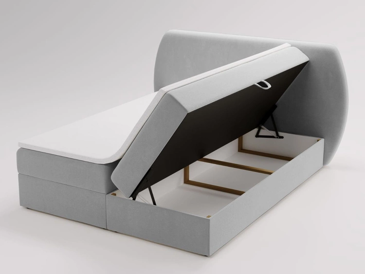 Łóżko kontynentalne z pojemnikiem na pościel 140x200 Bogota Jasnoszare