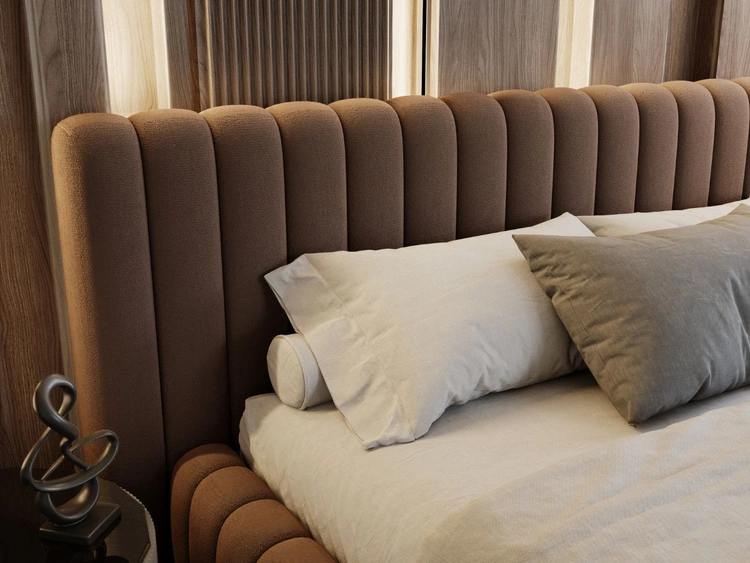 Łóżko tapicerowane z pojemnikiem i stelażem 180x200 Bliss Brązowe