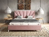 Łóżko tapicerowane ze stelażem 140x200 Fuzi różowe
