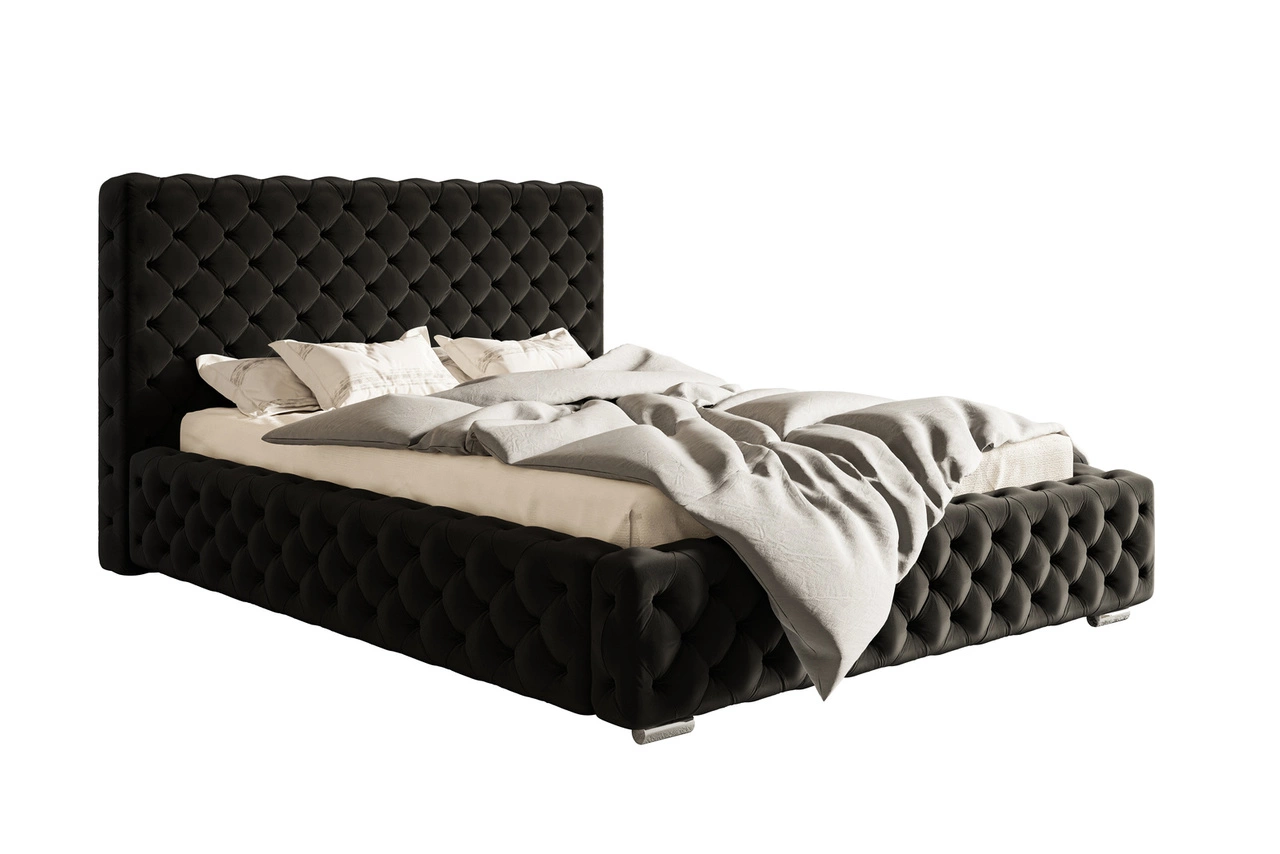 Łóżko chesterfield 140x200 Agis Czarny