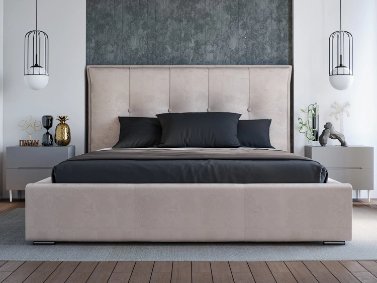 Łóżko tapicerowane z pojemnikiem i stelażem 140x200 Valencia Beżowy