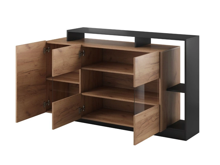 Zestaw mebli do salonu Alvano Dąb craft Złoty, Antracyt