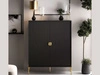 Wysoka komoda dwudrzwiowa ze złotymi uchwytami i nogami Orlean czarny mat