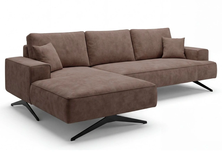 Narożnik L Lewy na metalowych nóżkach Leto brązowy