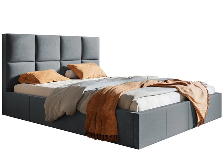 Łóżko tapicerowane z pojemnikiem i stelażem 120x200 Malo ciemnoszare
