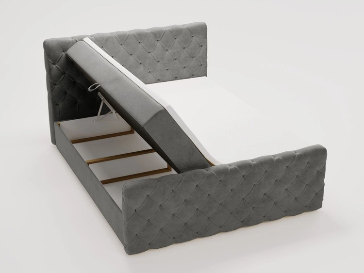 Łóżko kontynentalne z pojemnikiem na pościel 120x200 Lunaris Szare