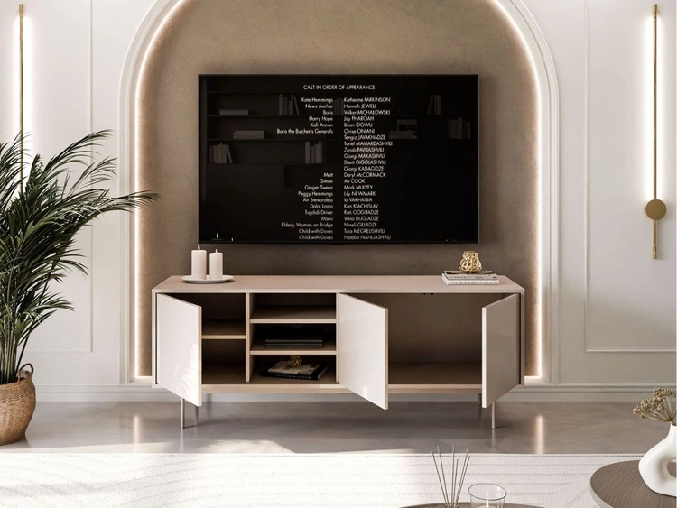 Szafka RTV glamour pod telewizor z drzwiczkami na kaszmirowych nogach Vivance Kaszmir połysk