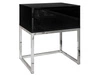 Stolik nocny z szufladą i srebrnymi nogami Brisa czarny połysk