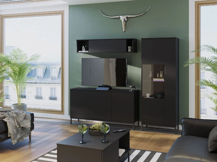 Komoda z drzwiami i szufladami Soroko Czarna