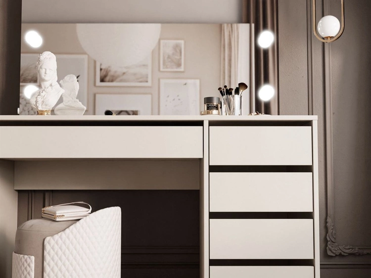 Toaletka z lustrem, szufladami i oświetleniem LED Melo Elite kaszmir mat