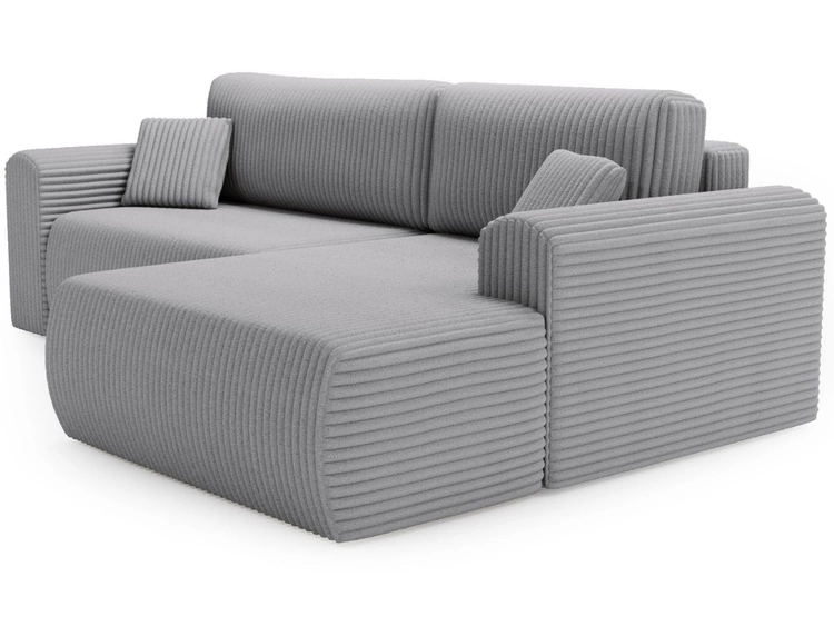 Narożnik z funkcją spania i pojemnikiem Belvio prawy Jasnoszary