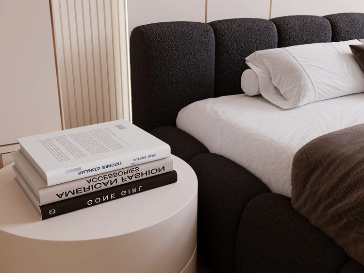 Łóżko tapicerowane z pojemnikiem i stelażem 200x200 Cloud Low czarne