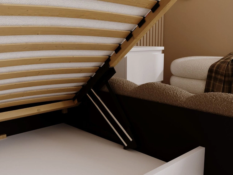 Łóżko tapicerowane z pojemnikiem i stelażem 120x200 Smile Brązowe