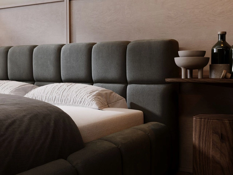 Łóżko tapicerowane z pojemnikiem i stelażem 120x200 Alicante Ciemny szary