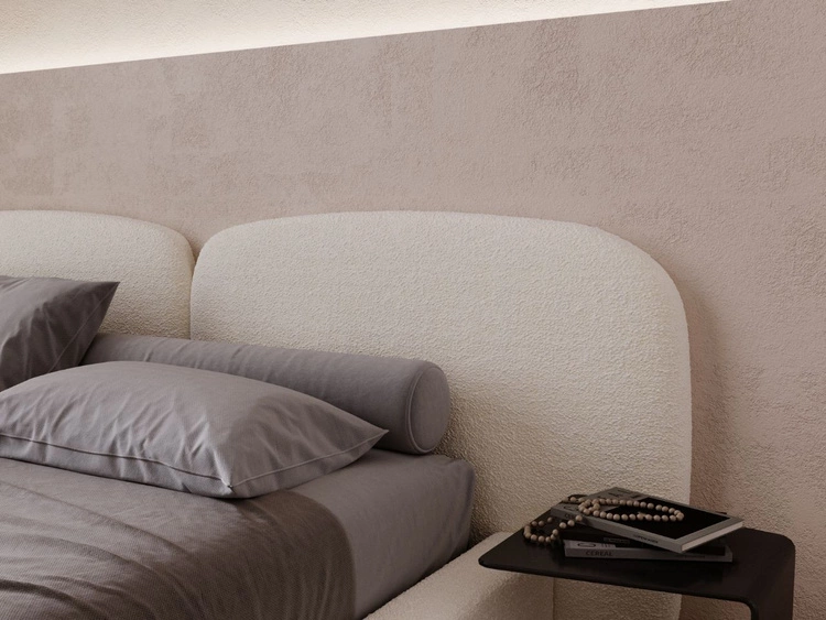 Łóżko tapicerowane z pojemnikiem i stelażem 140x200 Palermo Kremowe