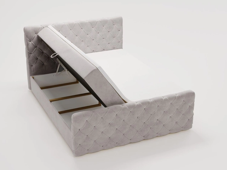 Łóżko kontynentalne z pojemnikiem na pościel 120x200 Lunaris Jasnoszare