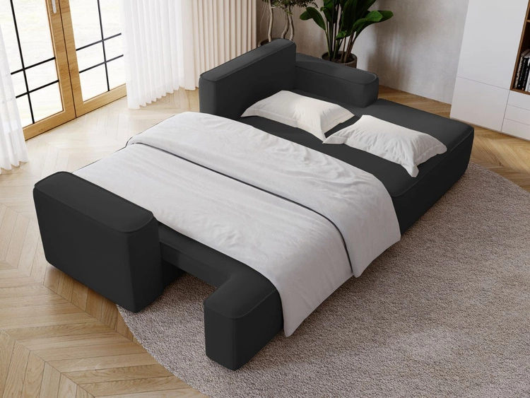 Narożnik L Prawy z funkcją spania i pojemnikiem California Czarny