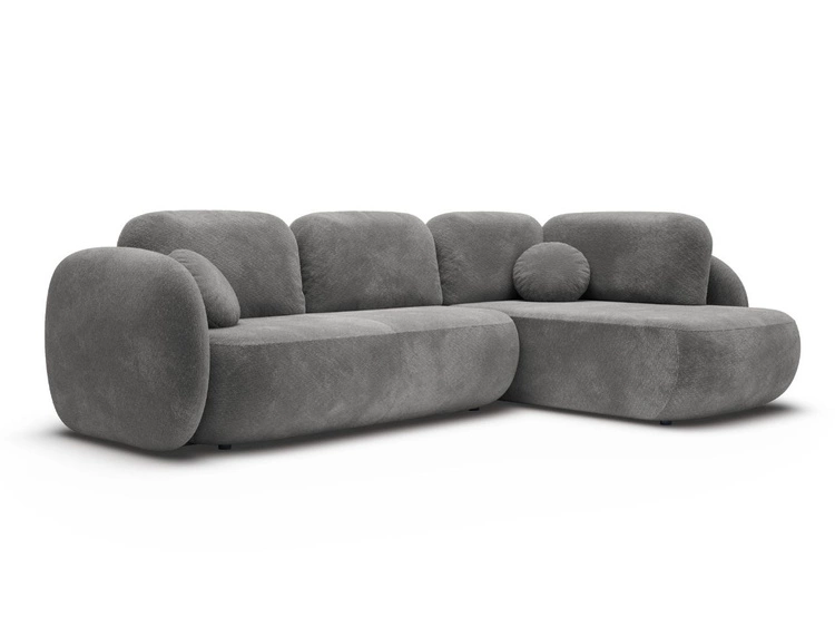 Narożnik z funkcją spania i pojemnikiem Prawy Carino Szary