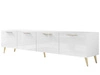 Szafka RTV pod telewizor z drzwiczkami na złotych nóżkach 200 cm Noaé Biały Połysk