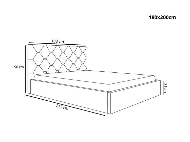 Łóżko tapicerowane z pojemnikiem i stelażem 180x200 Salento granatowe