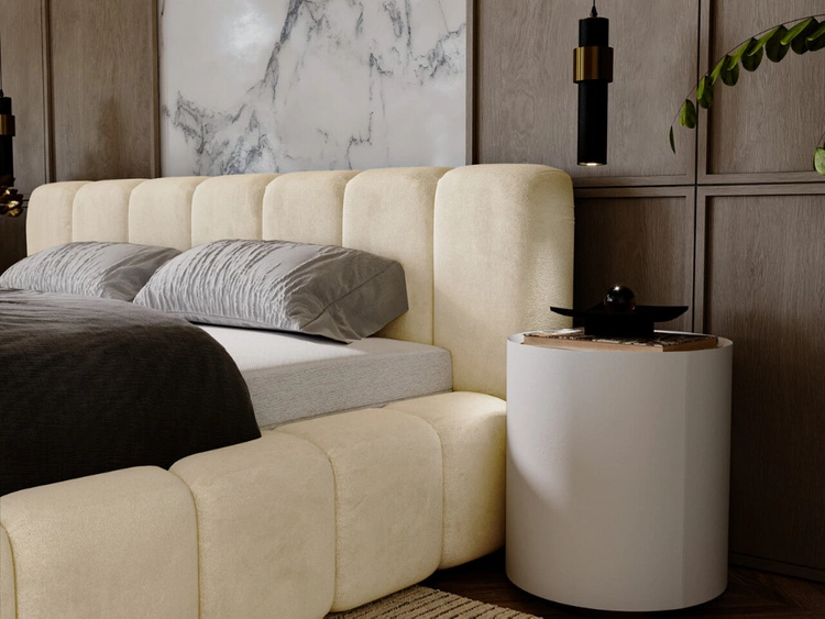 Łóżko tapicerowane z pojemnikiem na pościel 140x200 Ibiza Beżowe