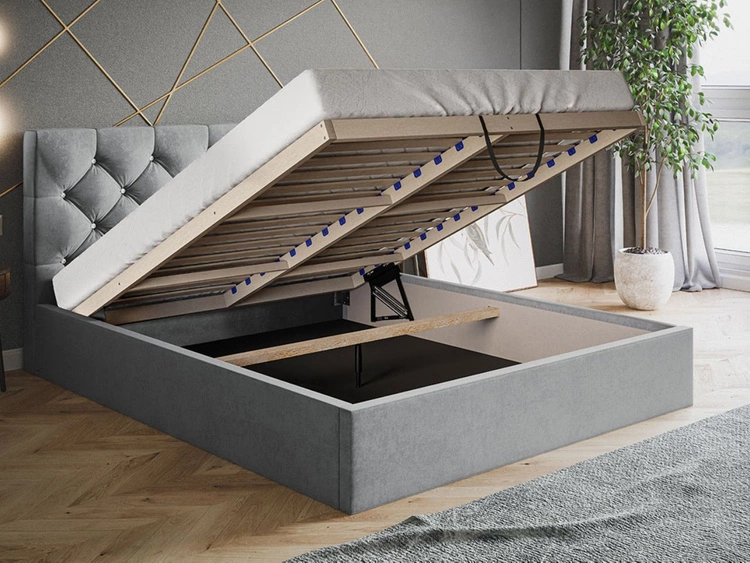 Łóżko tapicerowane z pojemnikiem i stelażem 120x200 Selva Beżowy