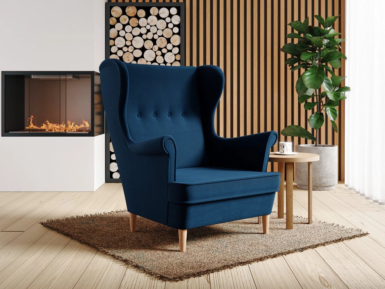 Fotel na nóżkach Oslo Ciemny niebieski