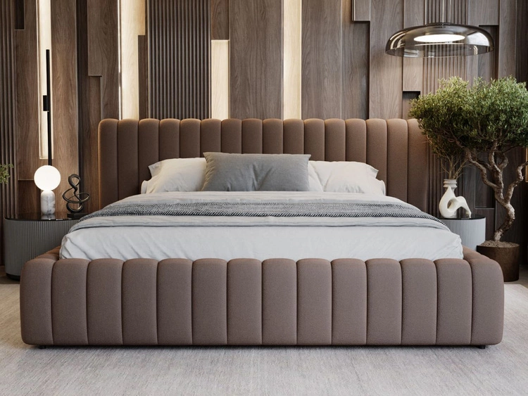Łóżko tapicerowane z pojemnikiem i stelażem 160x200 Bliss Brązowe