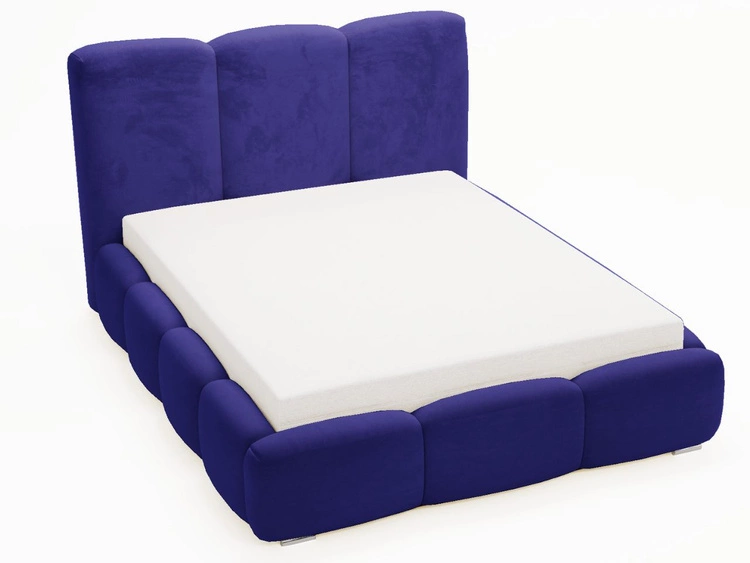 Łóżko tapicerowane z pojemnikiem i stelażem 200x200 cm Bubble Ciemnoniebieskie