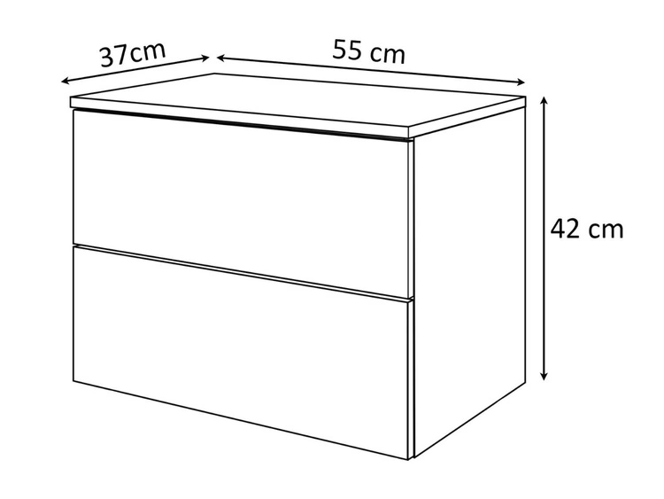 Podwieszany stolik nocny z dwoma szufladami Nuveo Czarny połysk