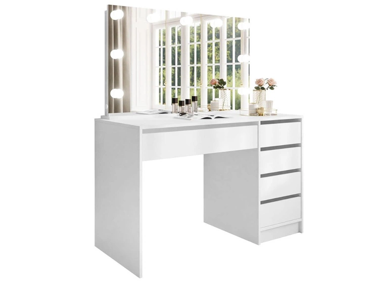 Toaletka z lustrem, szufladami i oświetleniem LED Melo Elite biały mat