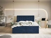 Łóżko kontynentalne z pojemnikiem na pościel 140x200 Denza Ciemnoniebieskie