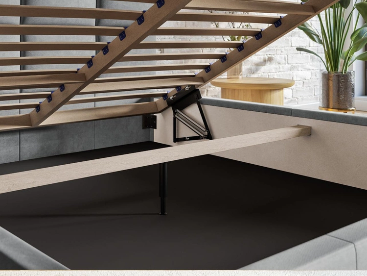 Łóżko tapicerowane z pojemnikiem i stelażem 180x200 Malo Beżowe