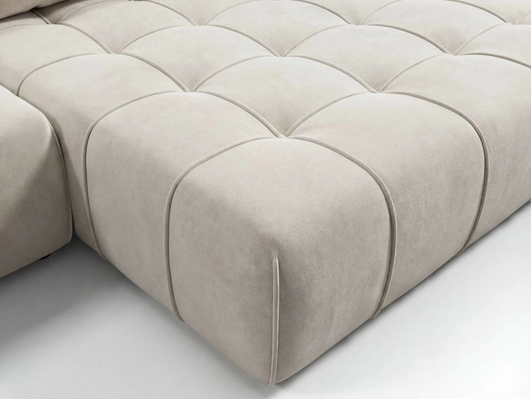 Narożnik L z funkcją spania i pojemnikiem Tulio prawy beżowy