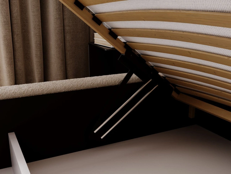 Łóżko tapicerowane z pojemnikiem i stelażem 200x200 Palermo Beżowe