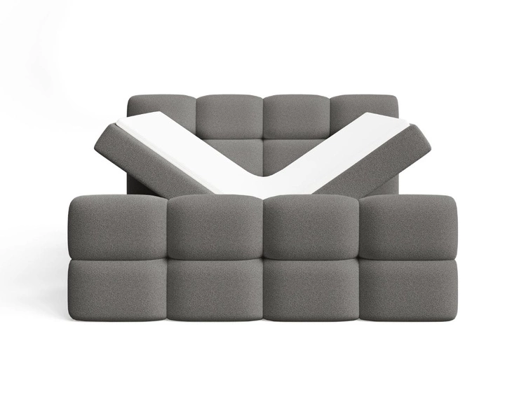 Łóżko kontynentalne z pojemnikiem na pościel 180x200 Rivon Szare